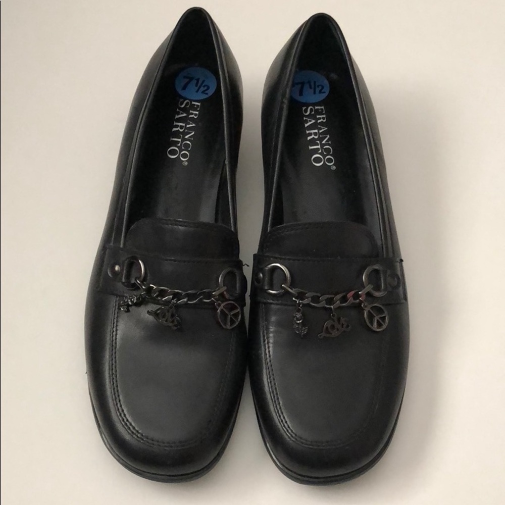 Franco Sarto Black Loafers with Charms!